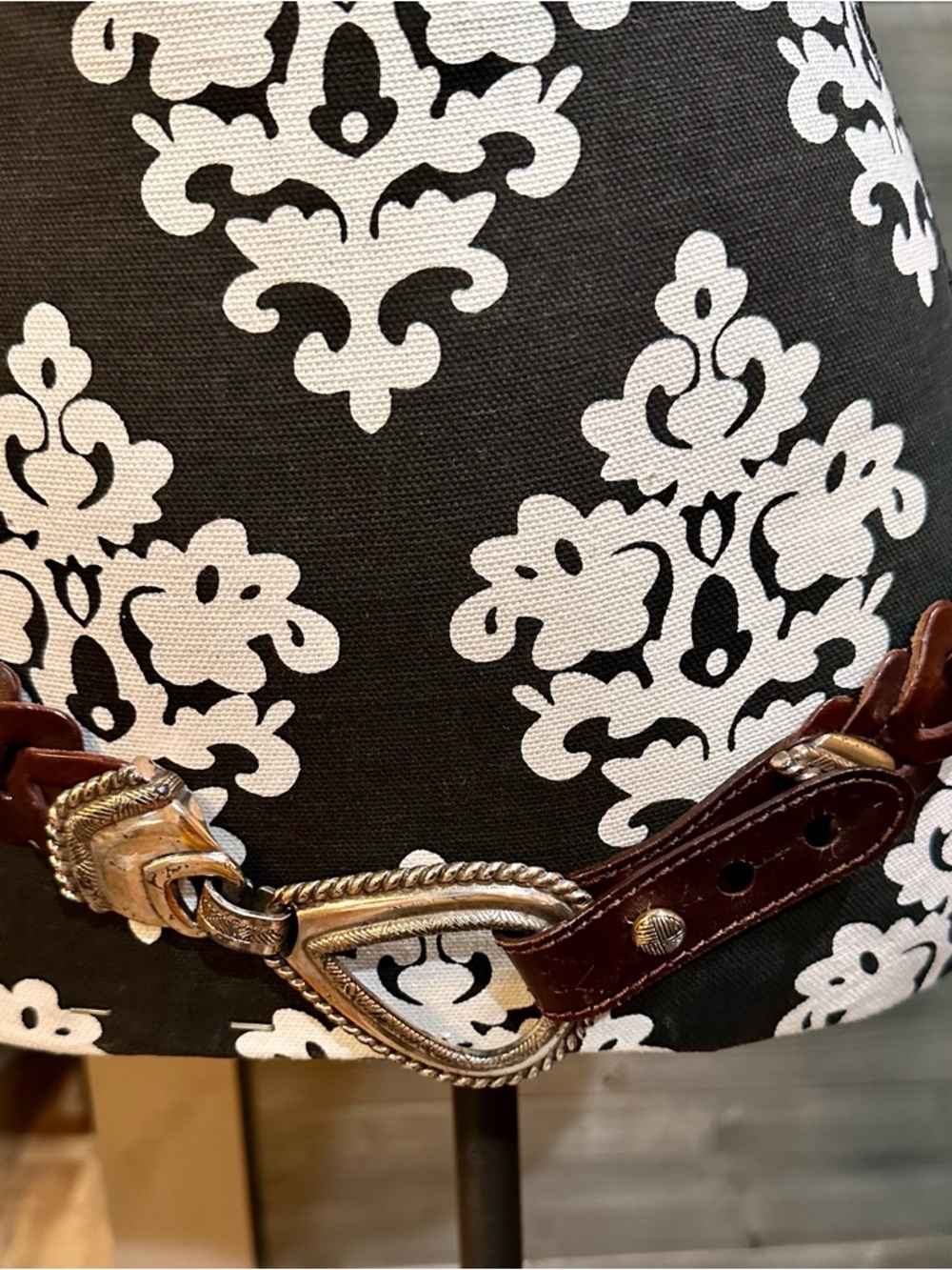 Vintage ROC Western Leather Belt with Ornate Silver-Tone Buckle - Brown & Silver